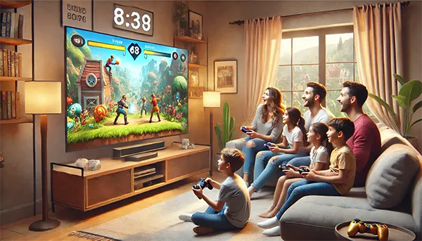 Group enjoying video games