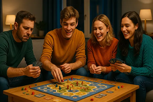 Mesa de jogo com peças coloridas