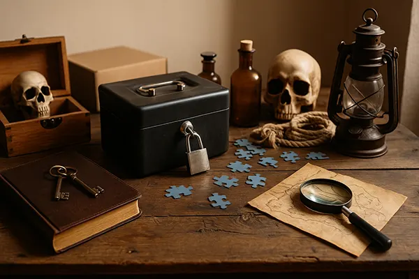 Mesa com jogo de pistas