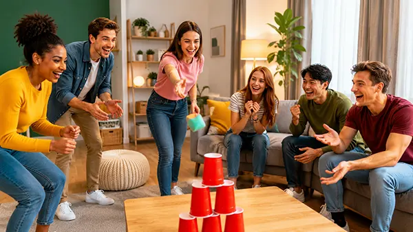 Amigos jugando cartas