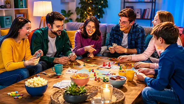 Amigos jogando cartas